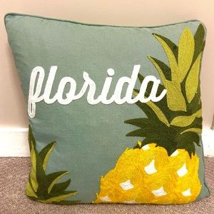 “Florida” Pineapple Embroidered Throw Pillow